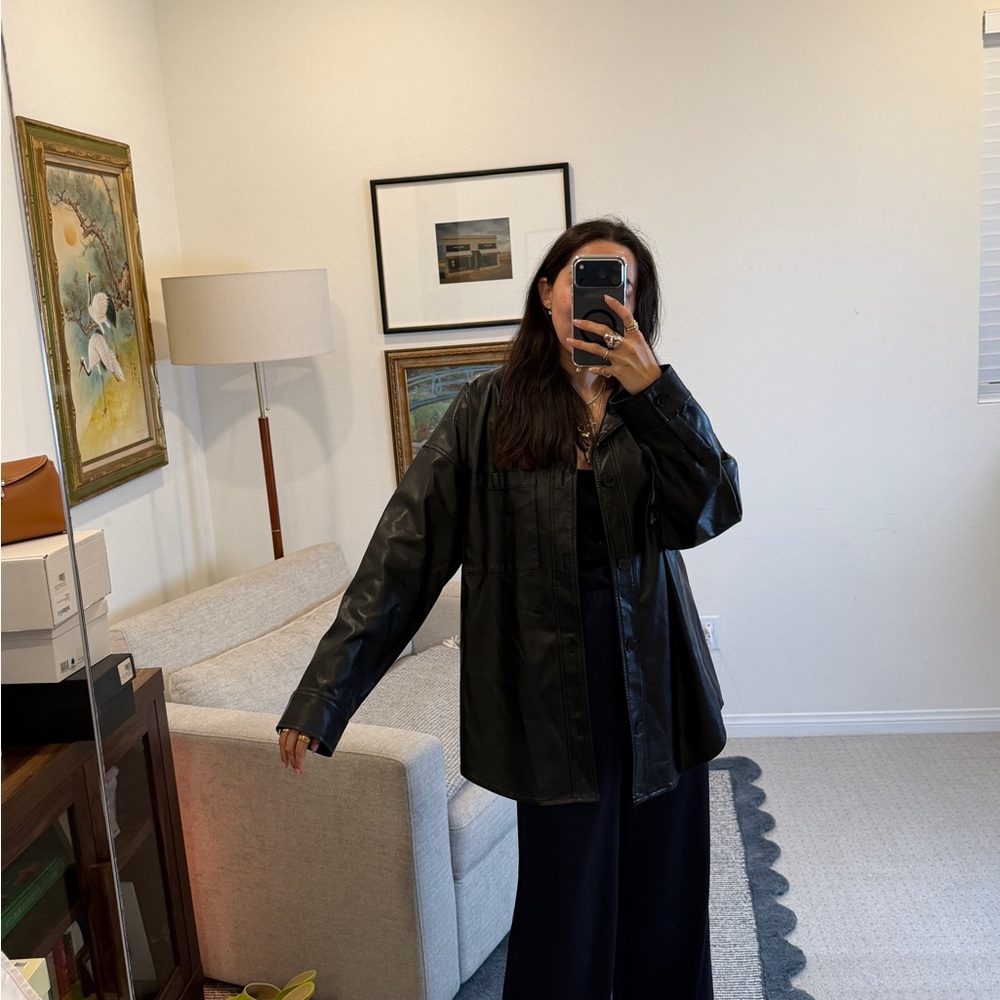 Oak & For Black Faux Leather Jacket